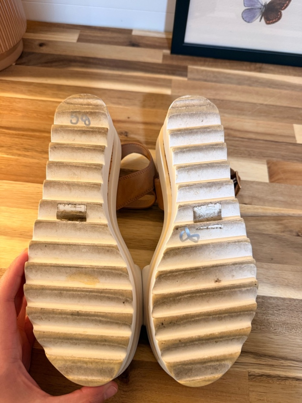 Aldo White and Tan Platform Slingback Sandals - Picture 6 of 6